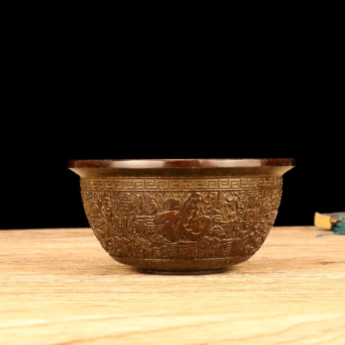 ◆古寳堂◆清 乾隆年製款 銅製 百福紋 供碗 置物 賞物 極細工 古置物 古擺件 中国古美術 時代物 古董品
