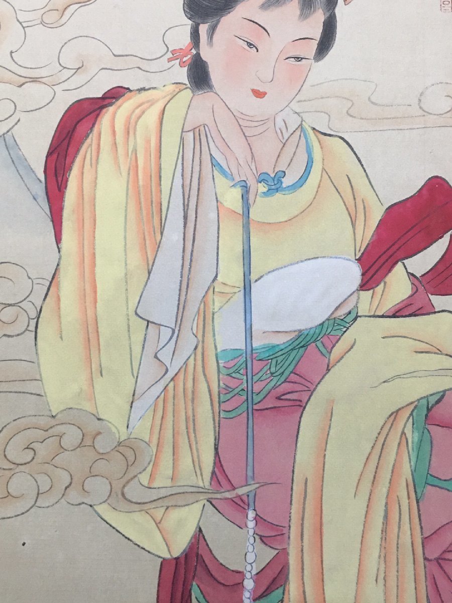 ◆古寳堂◆中国書画『近現代画家冷枚・仕女画・四尺中堂画・宣紙』肉筆紙本・掛け軸・書画立軸・中国美術・コレクター必見_画像6