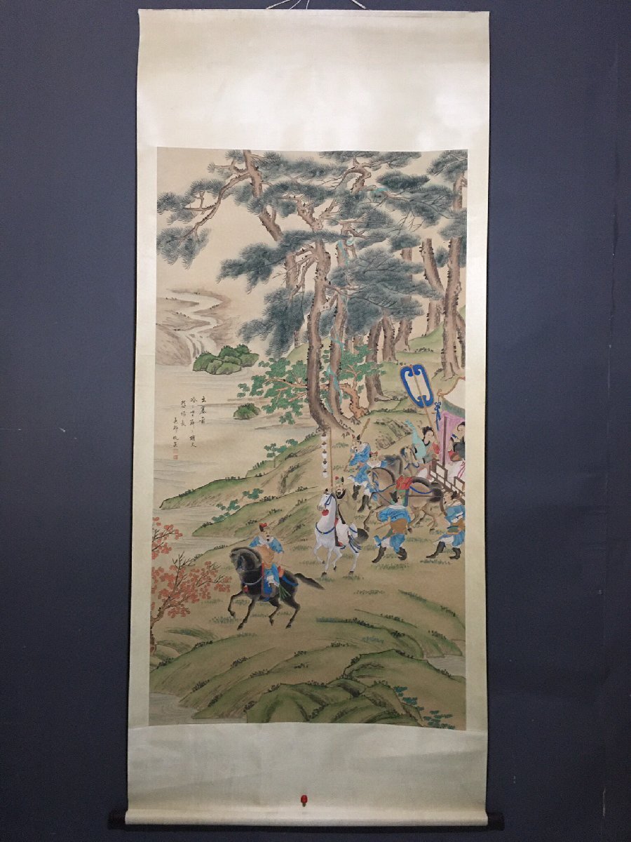 ◆古寳堂◆真作・中国書画『明代画家仇英・人物画・六尺中堂画・宣紙』肉筆紙本・掛け軸・書画立軸・中国美術・コレクター必見_画像1