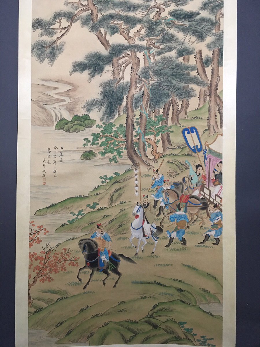 ◆古寳堂◆真作・中国書画『明代画家仇英・人物画・六尺中堂画・宣紙』肉筆紙本・掛け軸・書画立軸・中国美術・コレクター必見_画像2