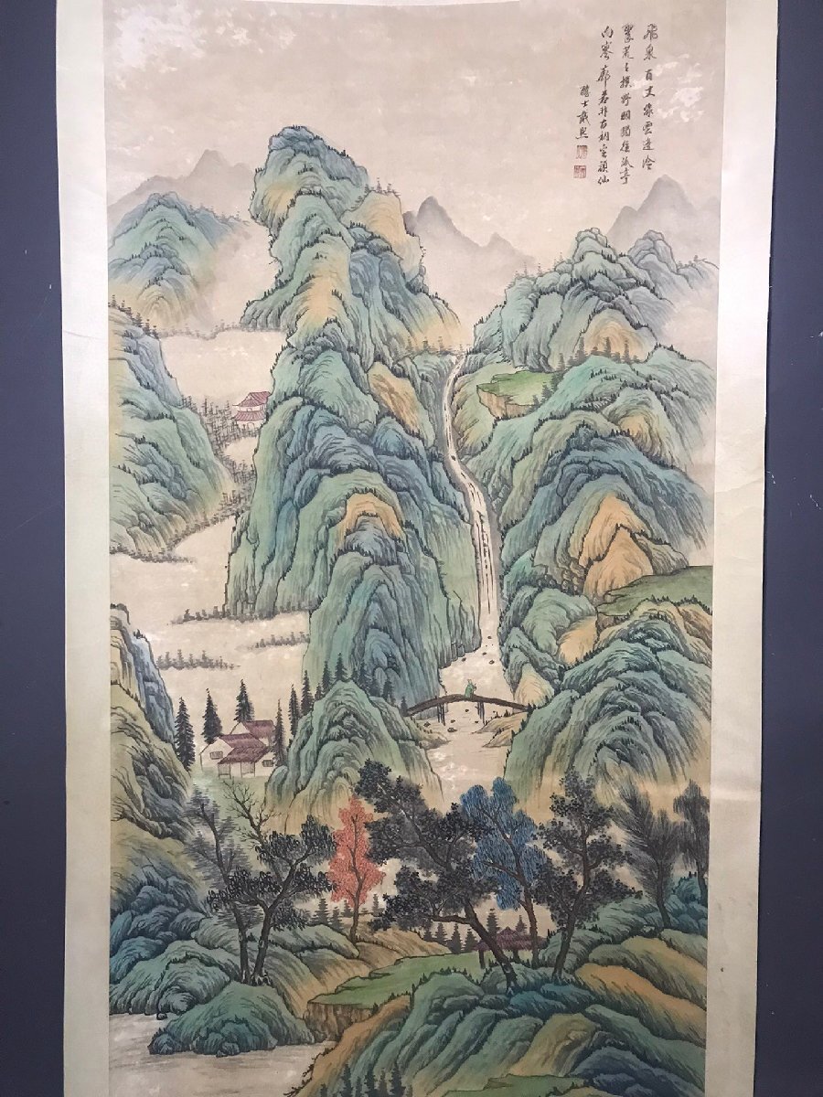 ◆古寳堂◆真作・中国書画『清代画家戴熙・山水画・六尺中堂画・宣紙』肉筆紙本・掛け軸・書画立軸・中国美術・コレクター必見_画像2