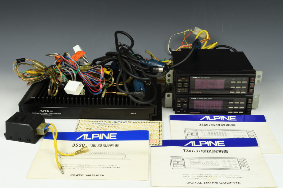 【TO】ALPINE アルパイン 3点セット 7357J カセットデッキ 3355 イコライザー 3530 パワーアンプ 説明書 配線付き 現状品 中古 当時物 希少の画像1