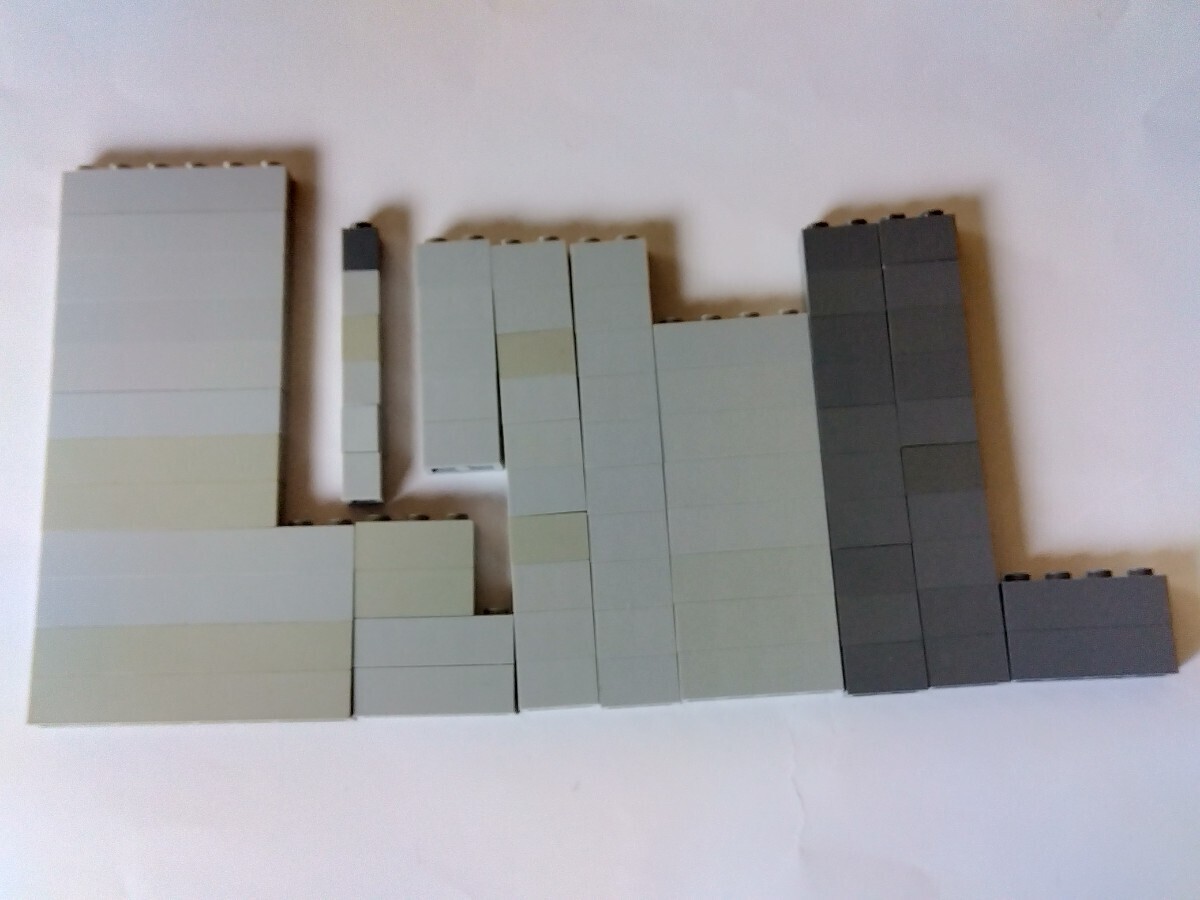 LEGO レゴ 基本ブロック　グレー　ダークグレー　1×8、1×6、1×4　1×3、1×2、1×1　計77個セット_画像1