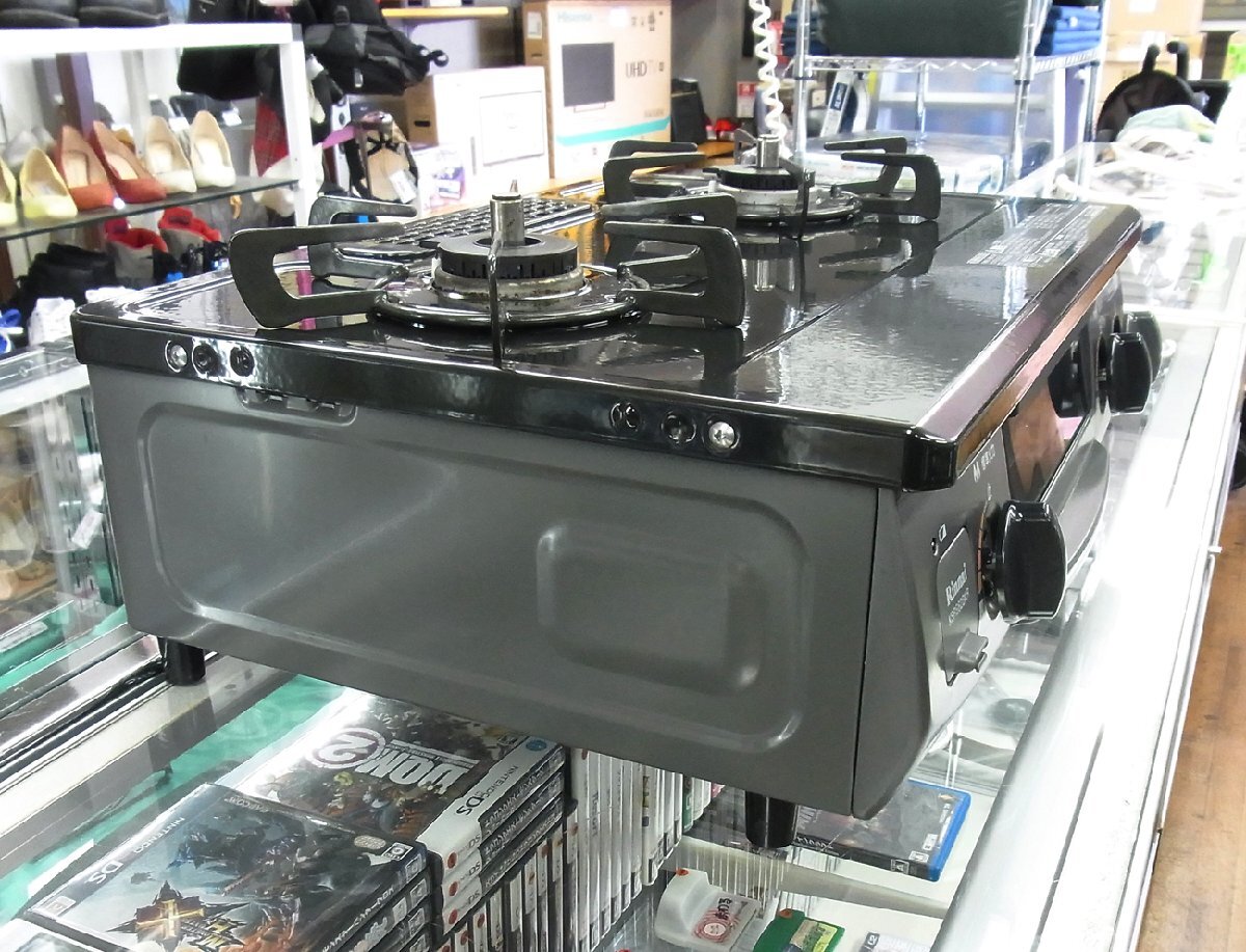 中古 Rinnai/リンナイ ガステーブル 都市ガス RT34NJH 2020年製 ガスコンロ ガス台 右強火 2口 KSR562BKR_画像2