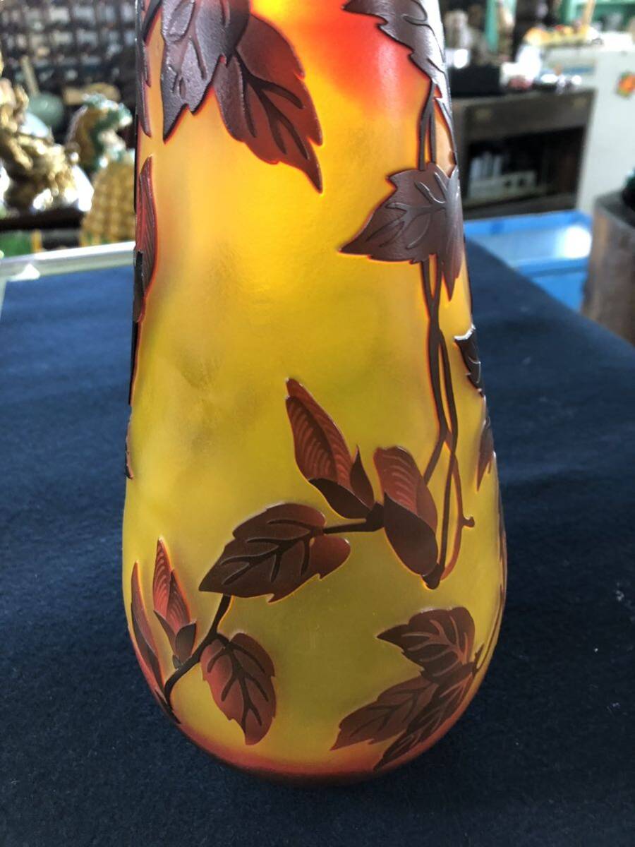 ガレ風 アンティーク 花瓶 北欧風花器 エミールガレ emile galle 工芸ガラスの画像4