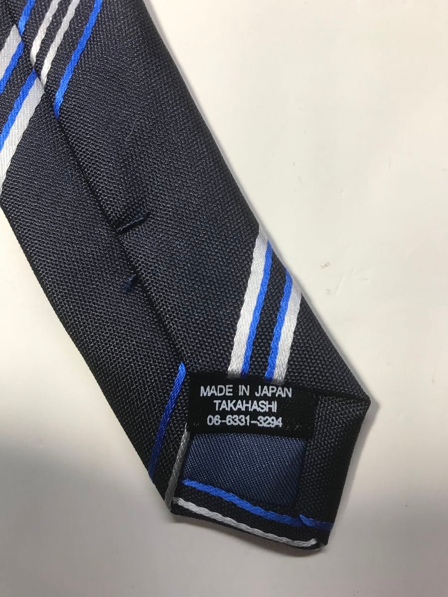 ジャガードネクタイ レギュラータイ 紺 ストライプ 日本製 シルク 絹100%