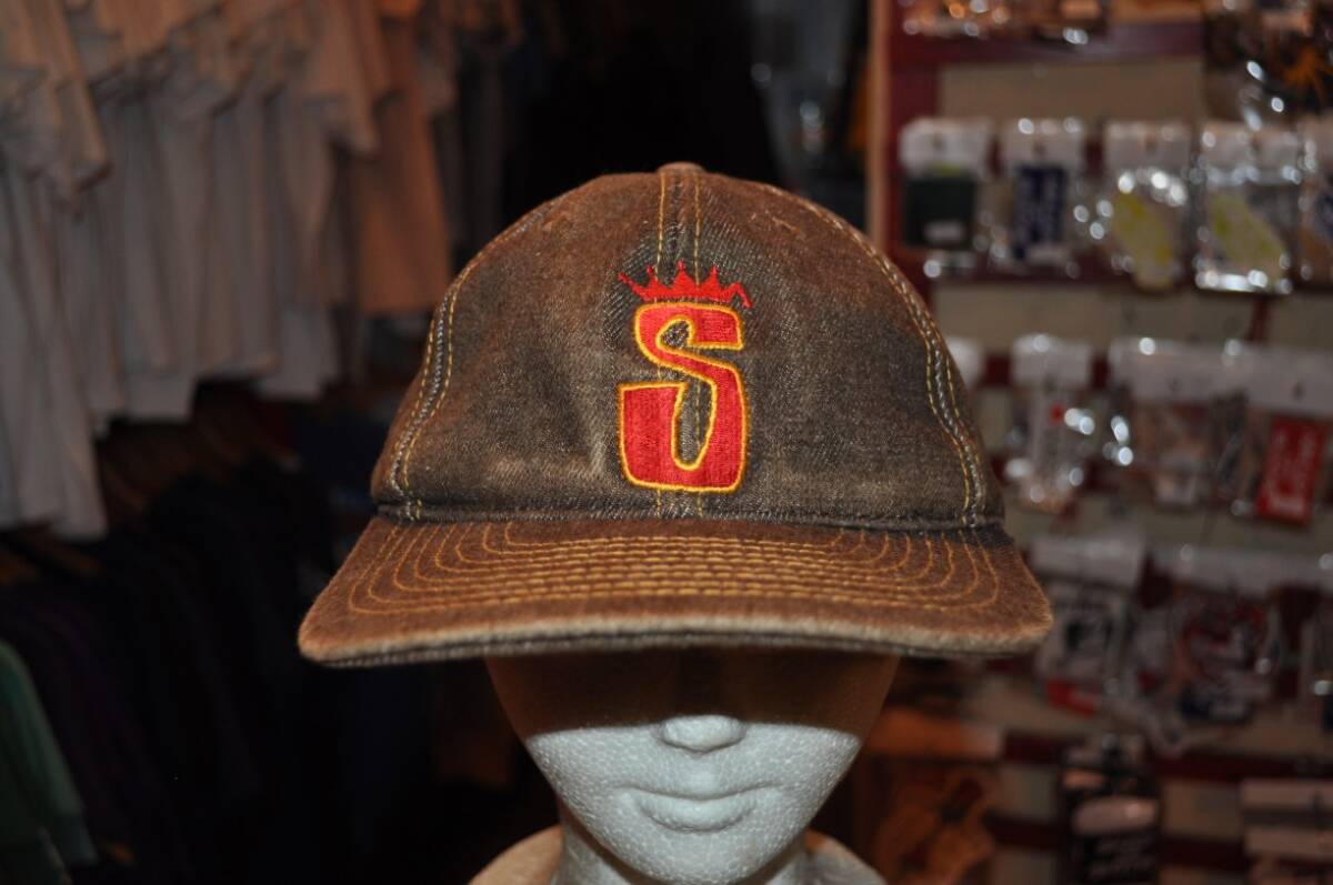  used 80 period OLD STUSSY Old Stussy Brown Denim cap MADE IN TAIWAN