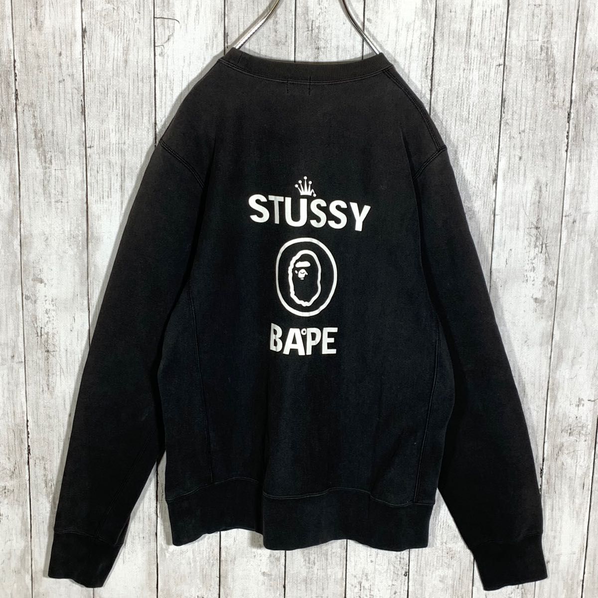 【希少】 A BATHING APE×STUSSY コラボ スウェット M トレーナー