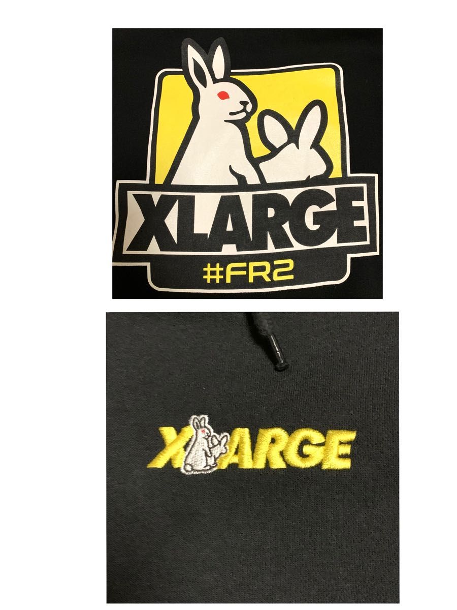 【即完売モデル】 FR2×XLARGE パーカー M センター刺繍ロゴ 色情兎 プルオーバー HOODIE