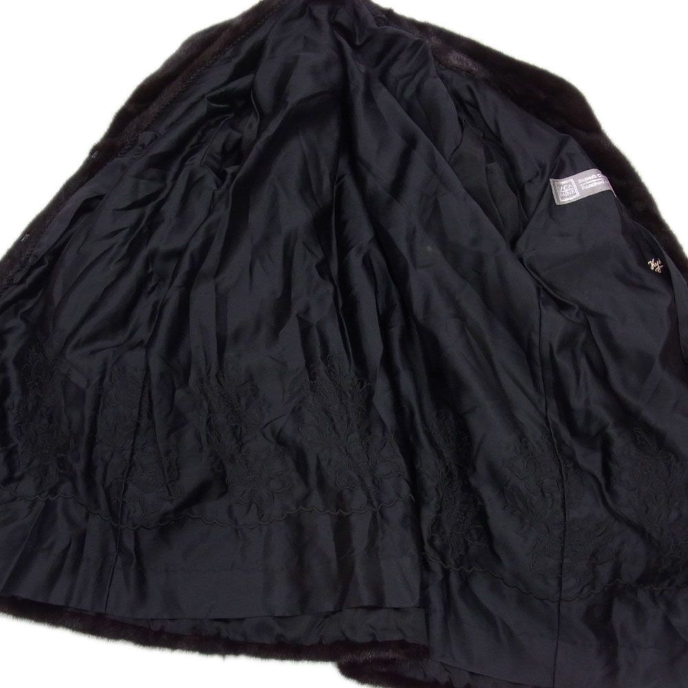 ●SAGAMINK サガミンク ブラック ダーク ミンク ファー コート ロング 毛皮 レディース 13 大きいサイズ 高級 オーバーサイズ 1円スタート_画像3
