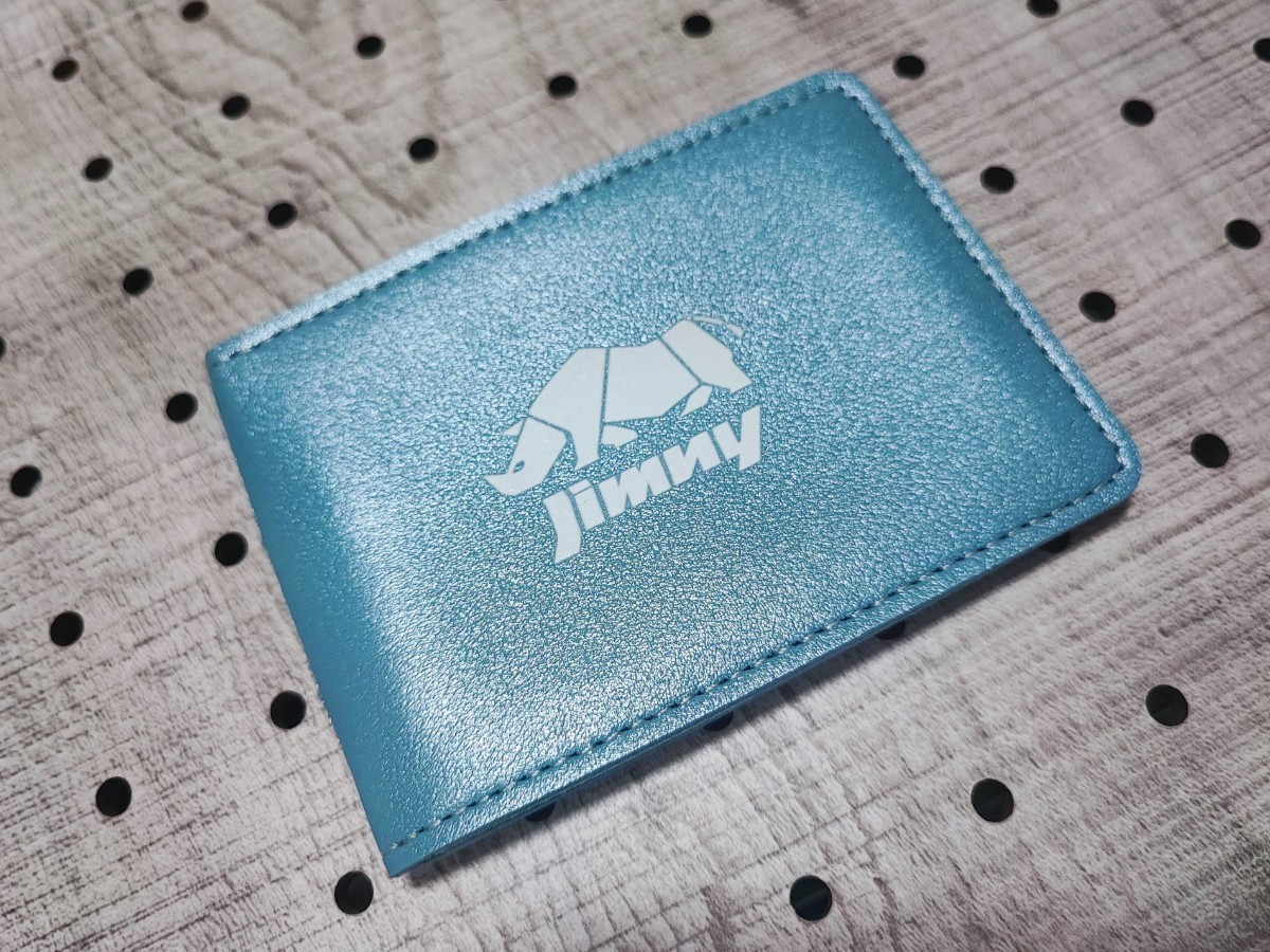 Suzuki [ Jimny ] leather card-case [ blue ] thin type #Jimny JB23 JB33 JB43 JB64 JB74 JA11 JA12 JA22 SJ30 Sierra license proof kreka