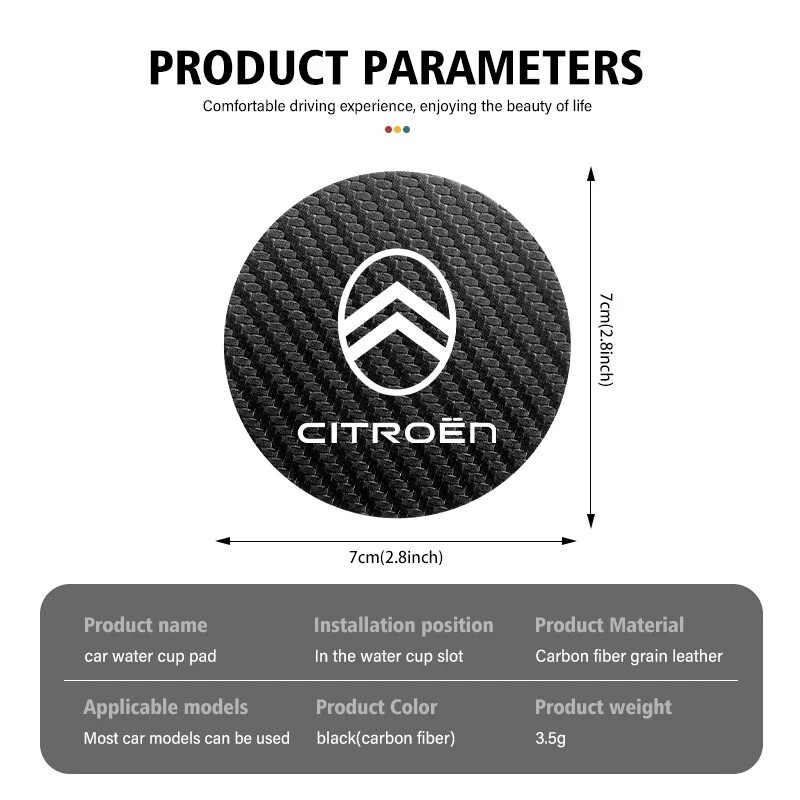 シトロエン NEWデザイン カーボンレザー ドリンクホルダー コースター 2P■C3 C4 C5 C6 DS3 DS4 ベルランゴ エアクロス ピカソ_画像6