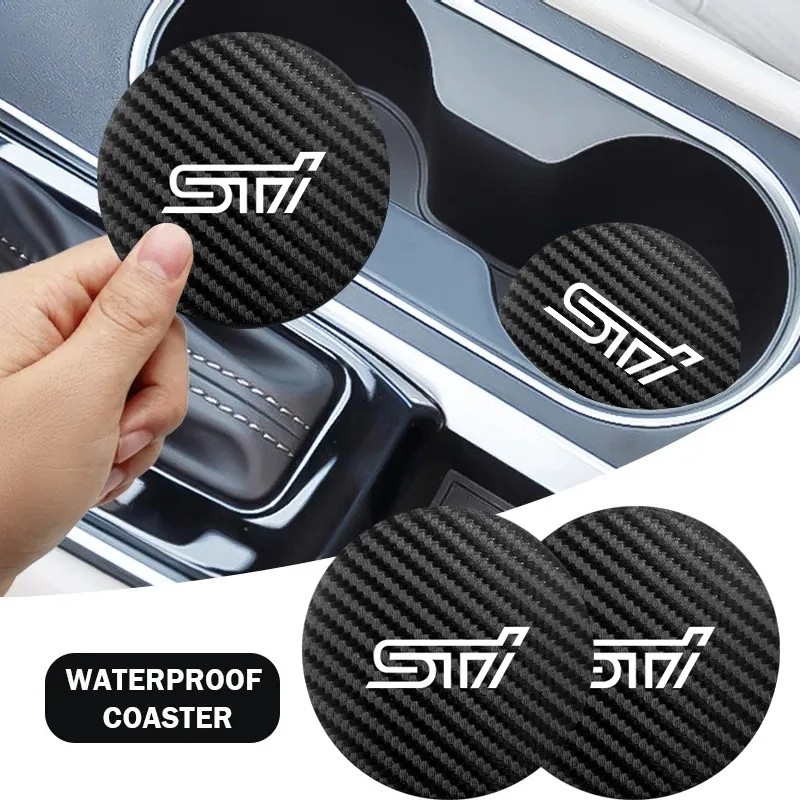 STI カーボンレザー ドリンクホルダー コースター 2P STI カーボンレザー ドリンクホルダー コースター 2P
