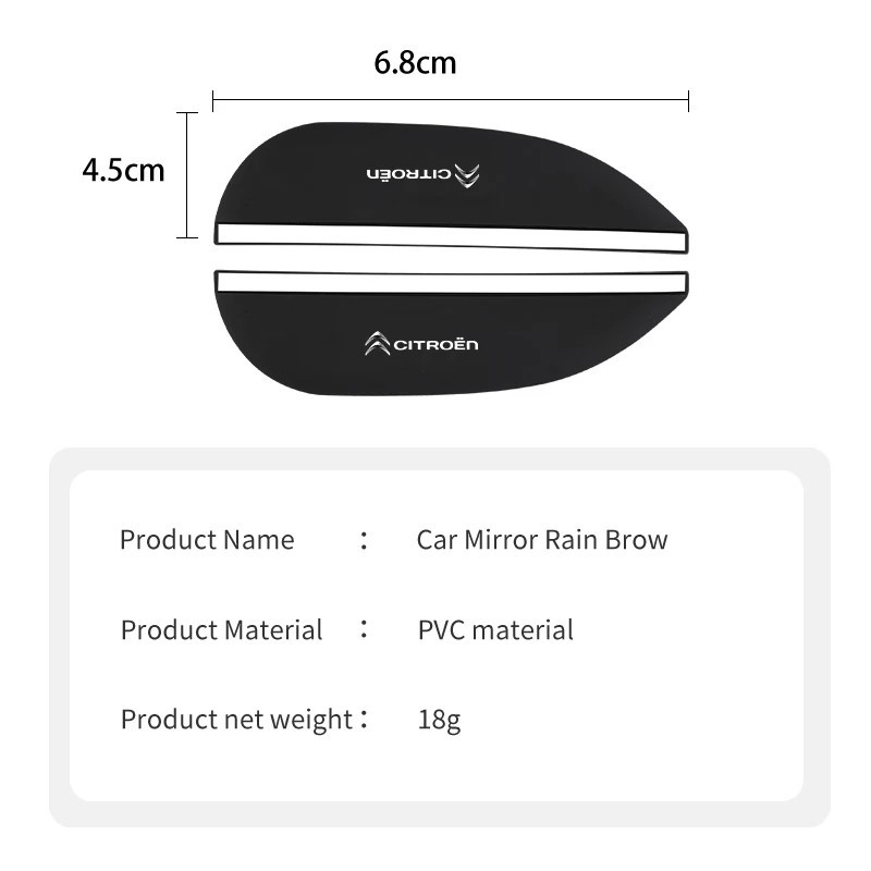 シトロエン ドアミラー用 レインバイザー 2P■CITROEN C3 C4 C5 C6 DS3 DS4 ベルランゴ エアクロス ピカソの画像4