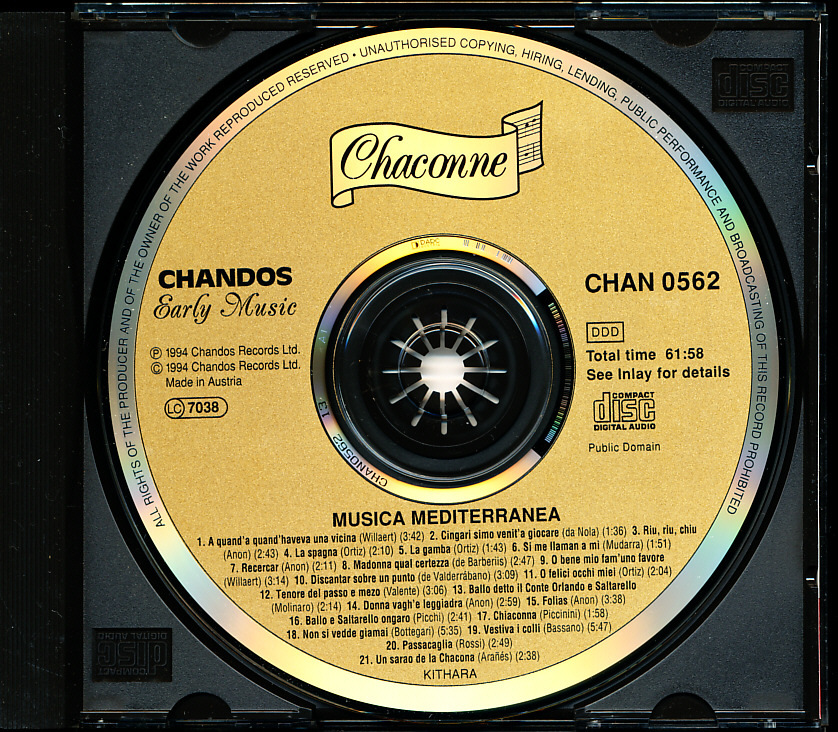 CHACONNE/CHANDOS ウィルソン/Christopher Wilson他 - 地中海の音楽~ルネサンス期のイタリアとスペイン音楽　4枚同梱可能　b3VB000000A5O_画像3