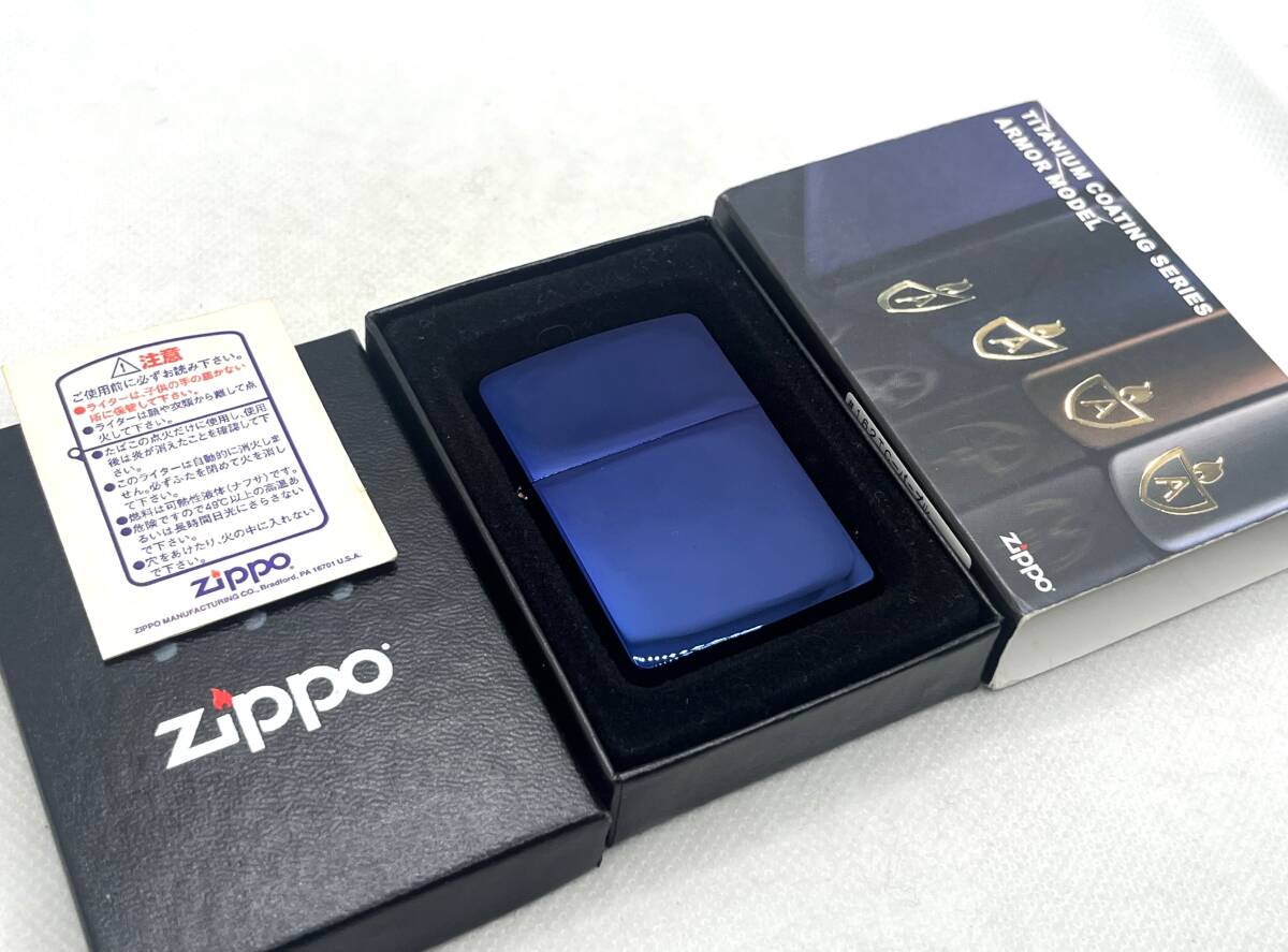 未使用 ZIPPO ジッポー 2007年 ARMOR アーマー サイドロゴ チタンコーティング ライター パープル 付属品有_画像9