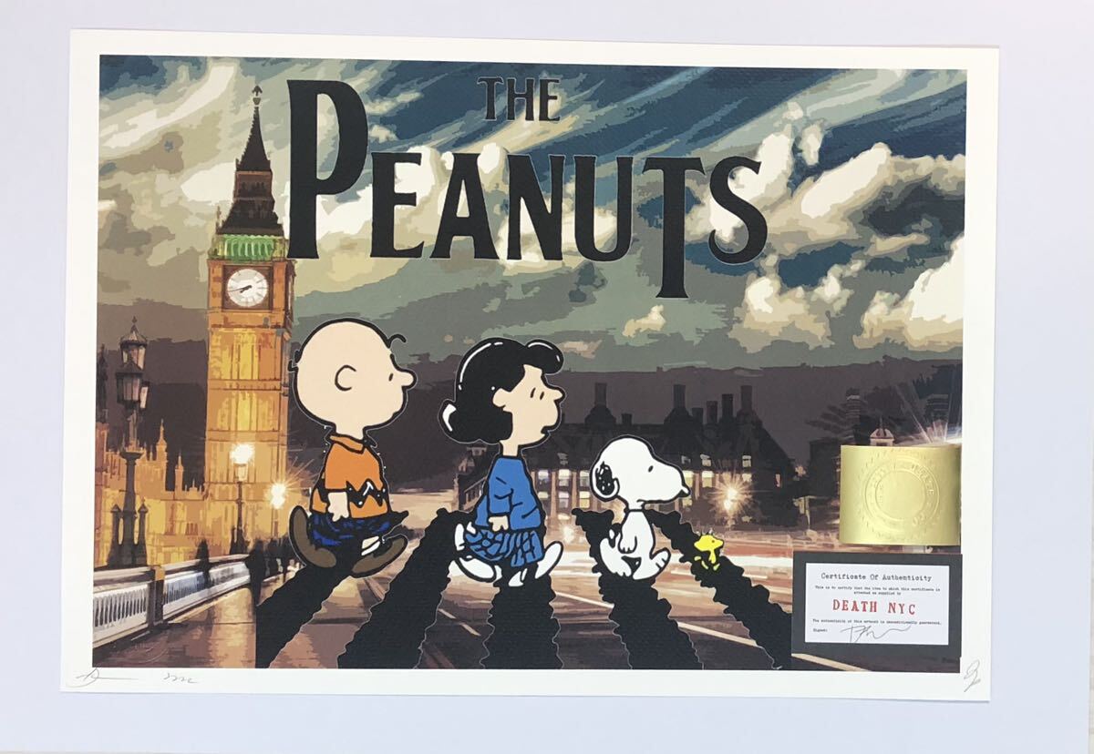 DEATH NYC アートポスター 世界限定100枚 スヌーピー SNOOPY ポップアート PEANUTS アビーロード ロンドン 時計台 ビッグベン 現代アート の画像1