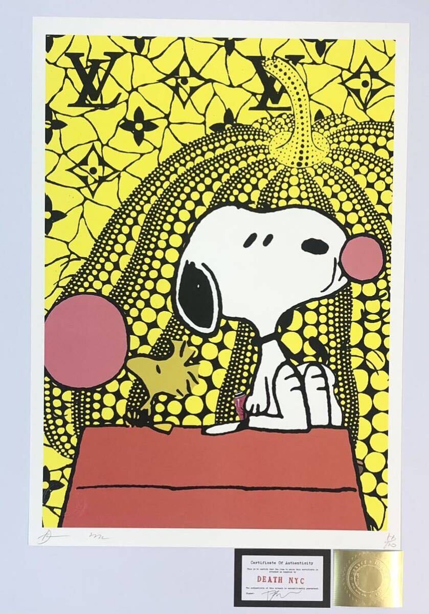 DEATH NYC アートポスター 世界限定100枚 スヌーピー SNOOPY 草間彌生 kusama yayoi かぼちゃ PEANUTS ポップアート ヴィトン 現代アート_画像1