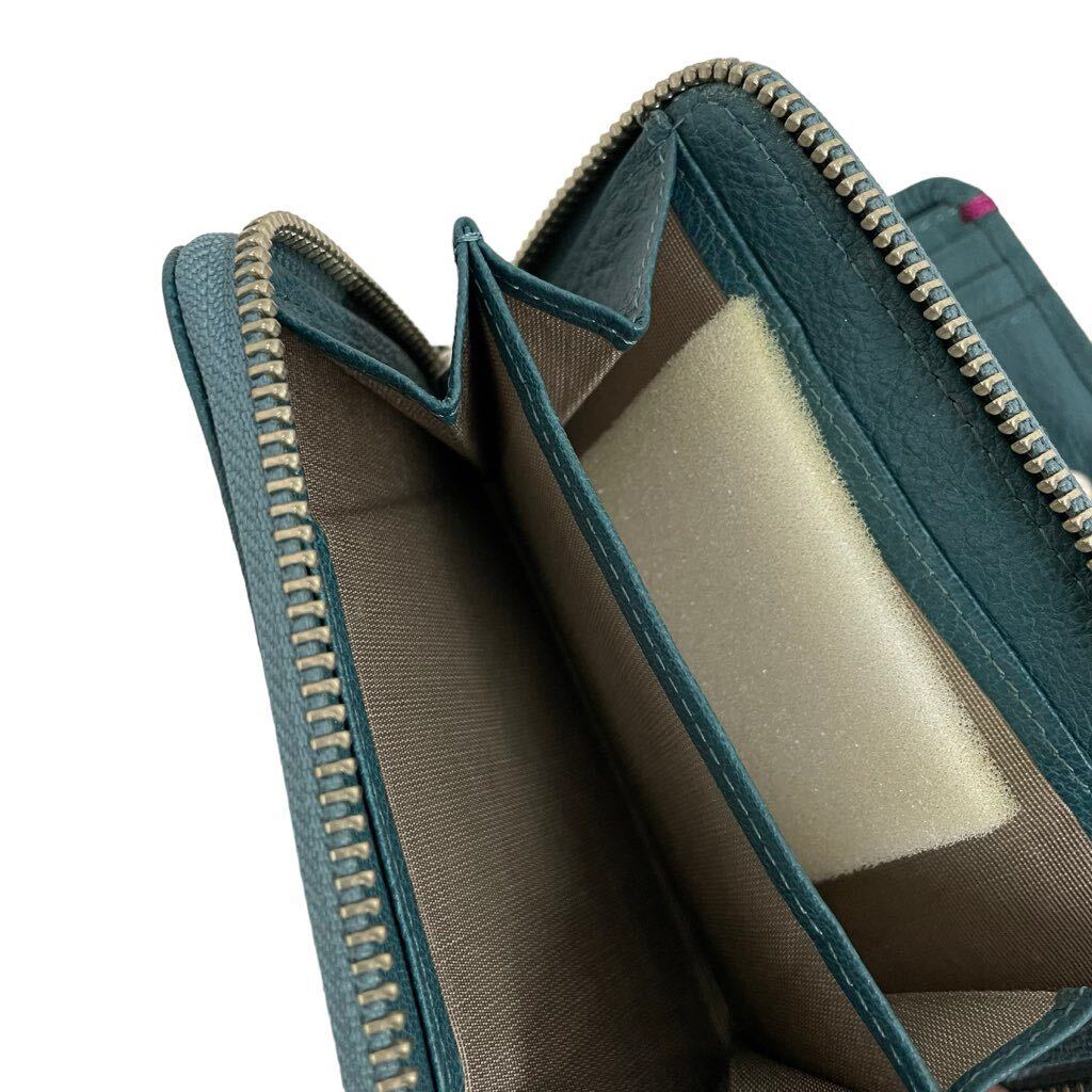 【希少カラー】　ポールスミス　コンパクト財布　財布　2つ折り財布　ロゴ金具　レザー　大収納　ブルー系