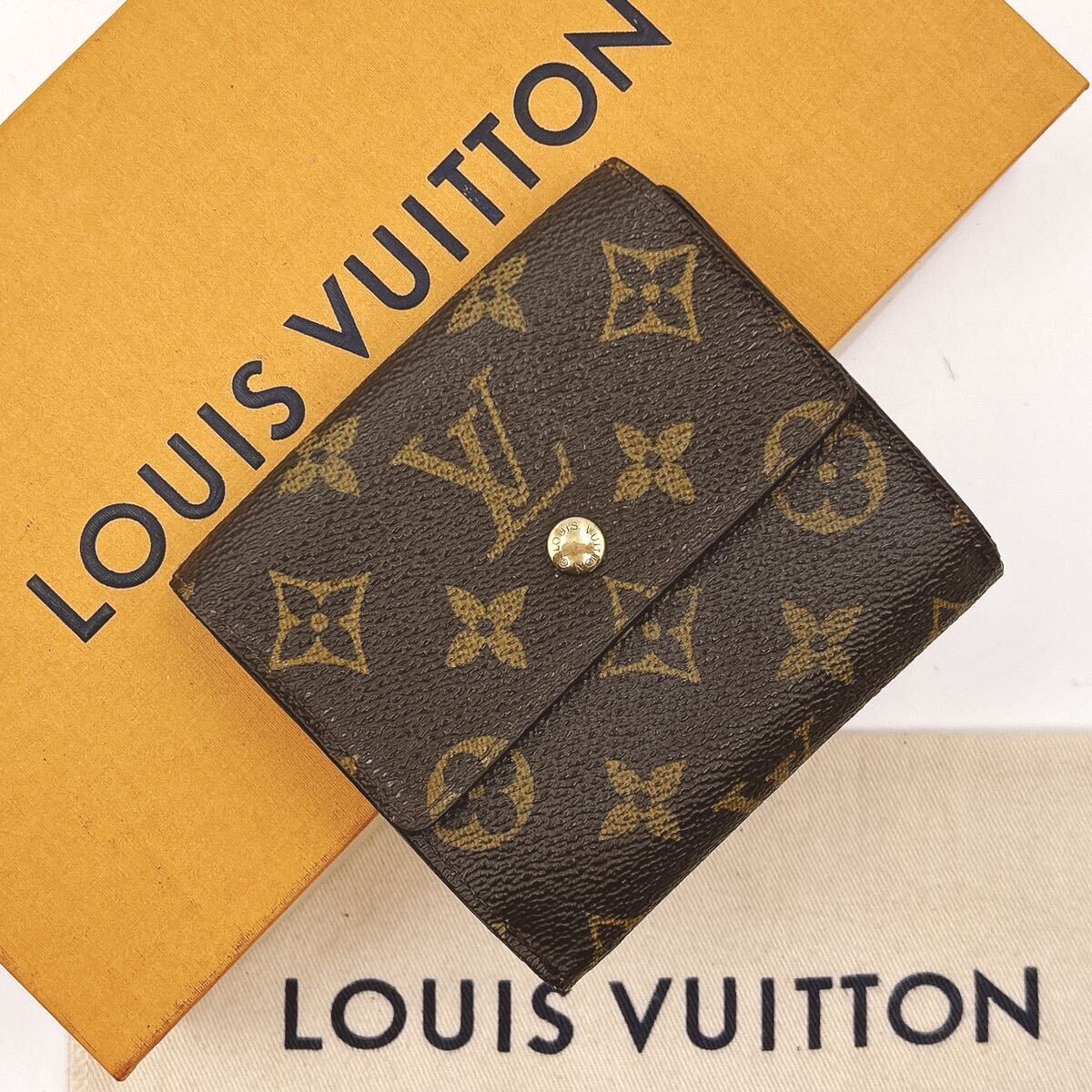 ★中美品★【A324】LOUIS VUITTON ルイヴィトン　モノグラム　ポルトフォイユ・エリーズ 三つ折り財布 WホックM61654/SU0987_画像1