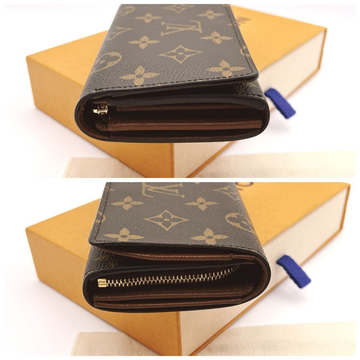 ★ほぼ極美品★【A340】LOUIS VUITTON ルイヴィトン 二つ折り財布モノグラム ポルトモネビエ トレゾール L字ファスナー M61730/SP1005 _画像8