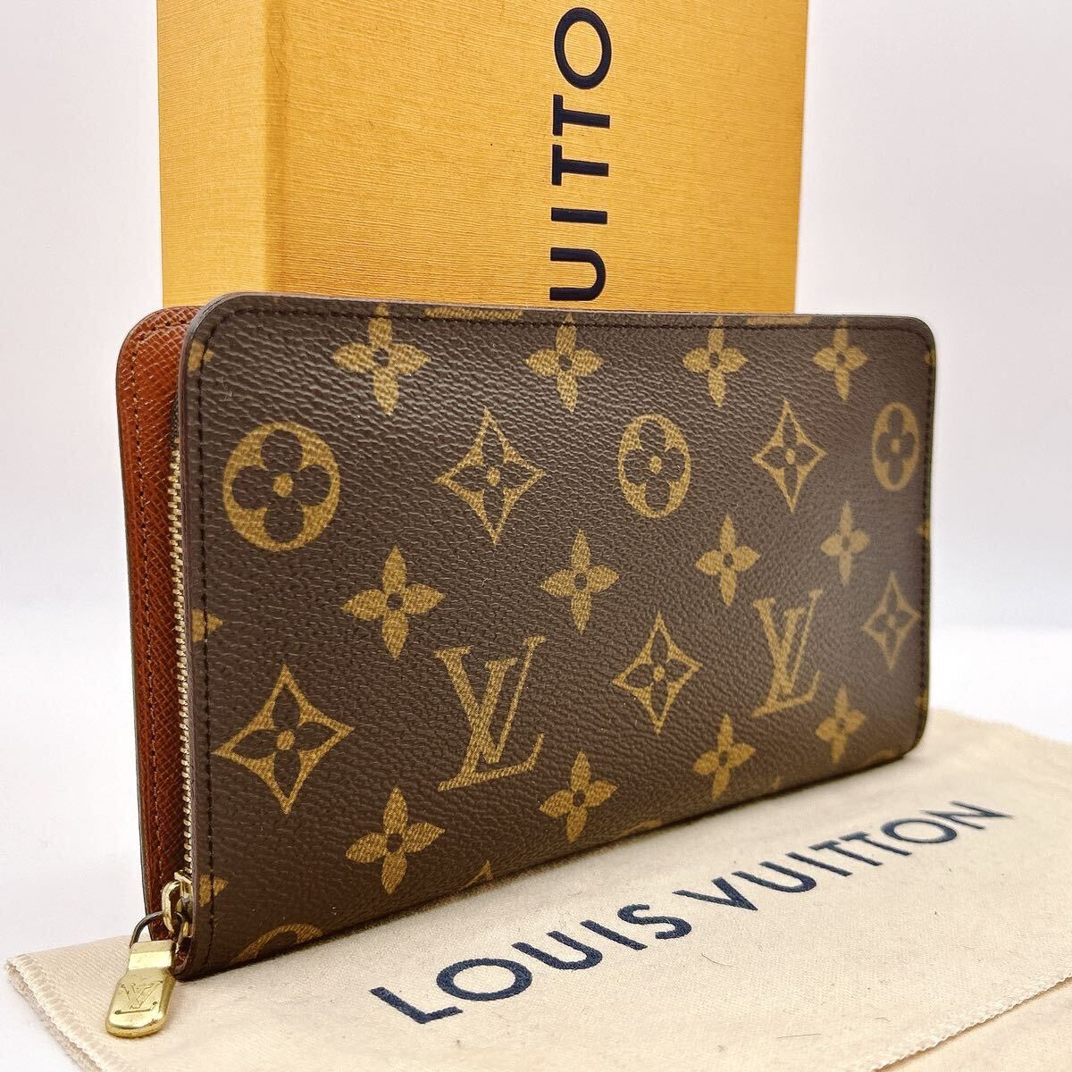 ★外観極美品★【A345】Louis Vuitton ルイヴィトン LV モノグラム ポルトモネジップ 長財布 PVC ブラウン M61728/CA1917_画像1