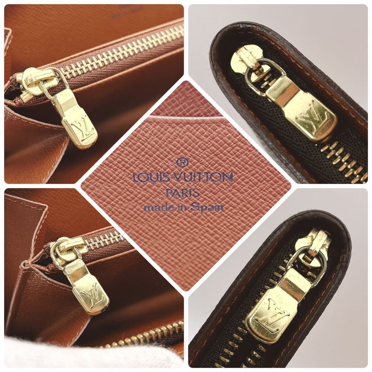 ★外観極美品★【A345】Louis Vuitton ルイヴィトン LV モノグラム ポルトモネジップ 長財布 PVC ブラウン M61728/CA1917_画像6