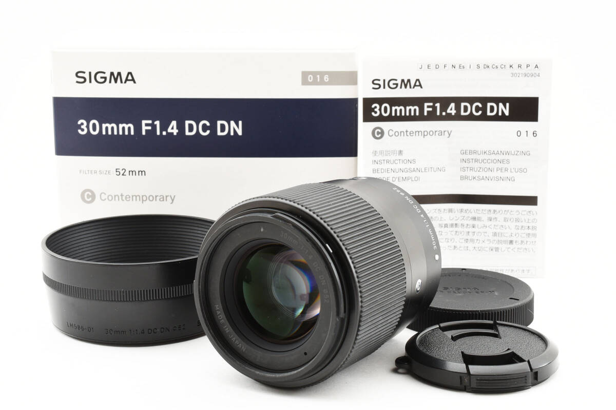 元箱 取扱説明書付 ★極上美品★ SIGMA シグマ 16mm F1.4 DC DN Contemporary Canon キヤノン EF-M (3710)_画像1