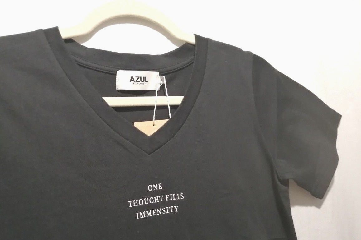 【新品 値札付】AZUL BY MOUSSY アズール バイマウジー  Tシャツ 黒 S Vネック 半袖