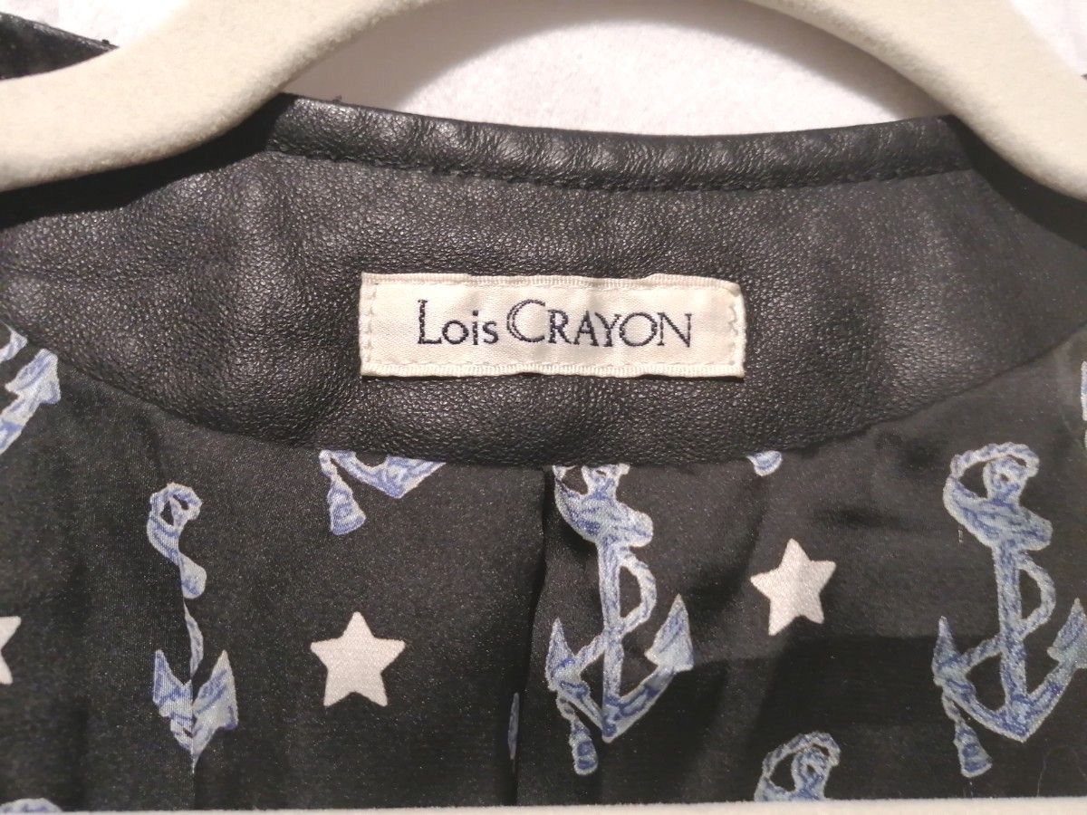 Lois CRAYON ロイスクレヨン ラムレザー ショート ジップジャケット ライダース ブラック 羊革 黒