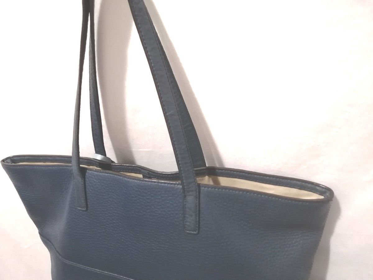 COACH コーチ レザー トートバッグ ネイビー ブルー バイカラー COACH コーチ レザー トートバッグ ネイビー ブルー バイカラー