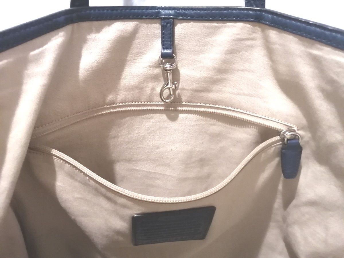 COACH コーチ レザー トートバッグ ネイビー ブルー バイカラー COACH コーチ レザー トートバッグ ネイビー ブルー バイカラー