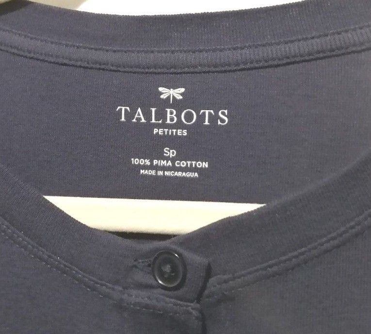 TALBOTS タルボット 高級コットン ピマコットン カーディガン トップス 薄手 ネイビー ニカラグア製 美品