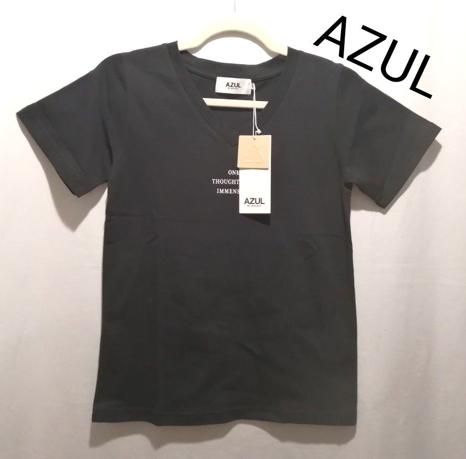 【新品 値札付】AZUL BY MOUSSY アズール バイマウジー  Tシャツ 黒 S Vネック 半袖