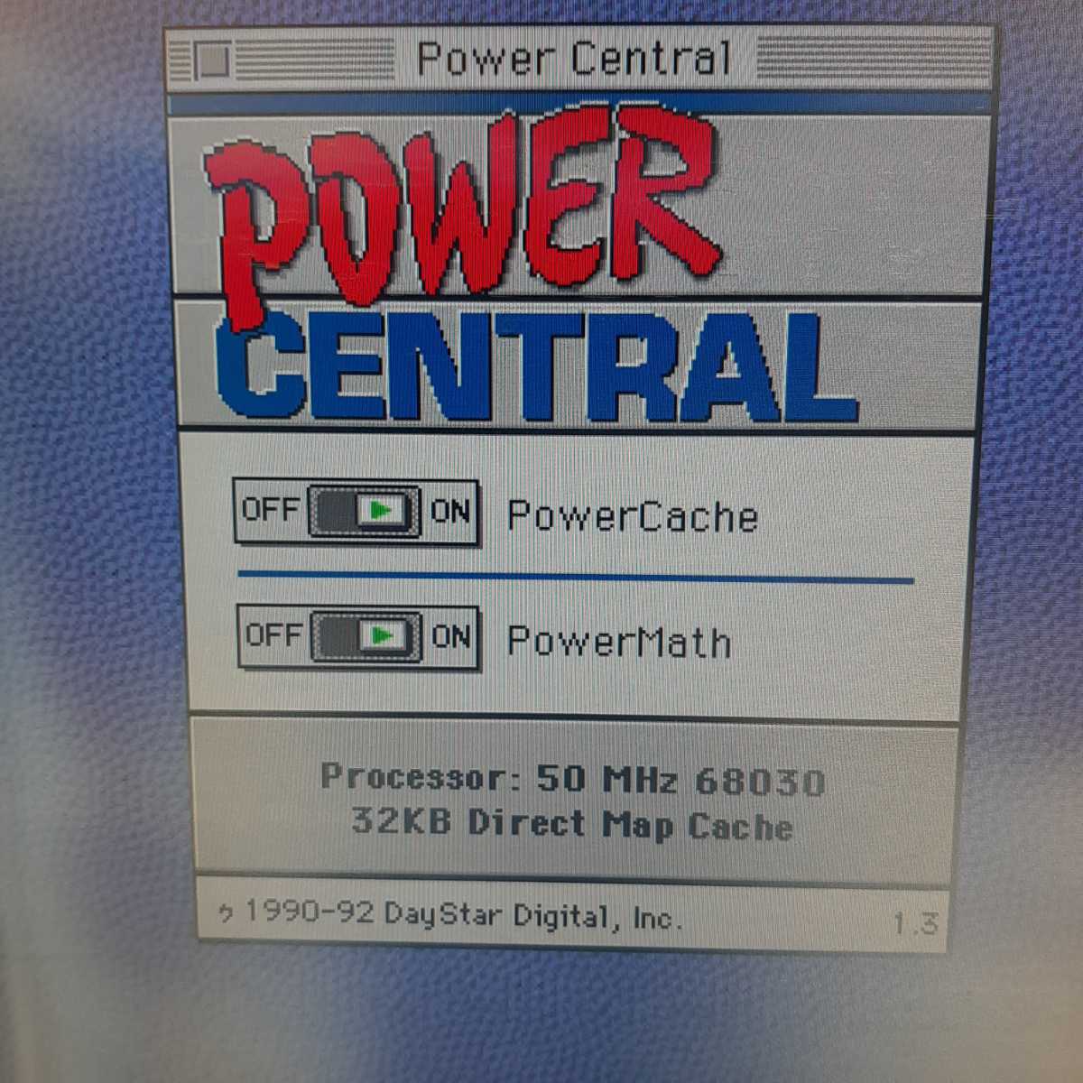 アクセラレーター　Power Cache 50MHz動作確認済み_Power centralコントロールパネル