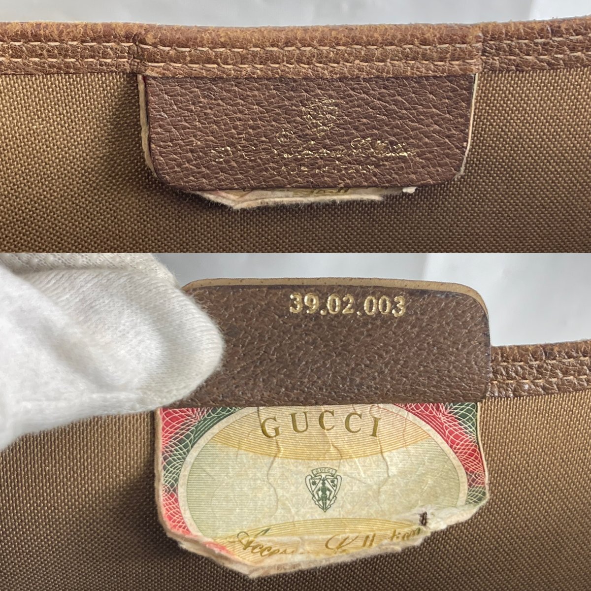 SN0603-52I　ゆうパック着払い　GUCCI　シェリーライン　トートバッグ　39.02.003　鞄　オールドグッチ　肩掛け鞄_画像10