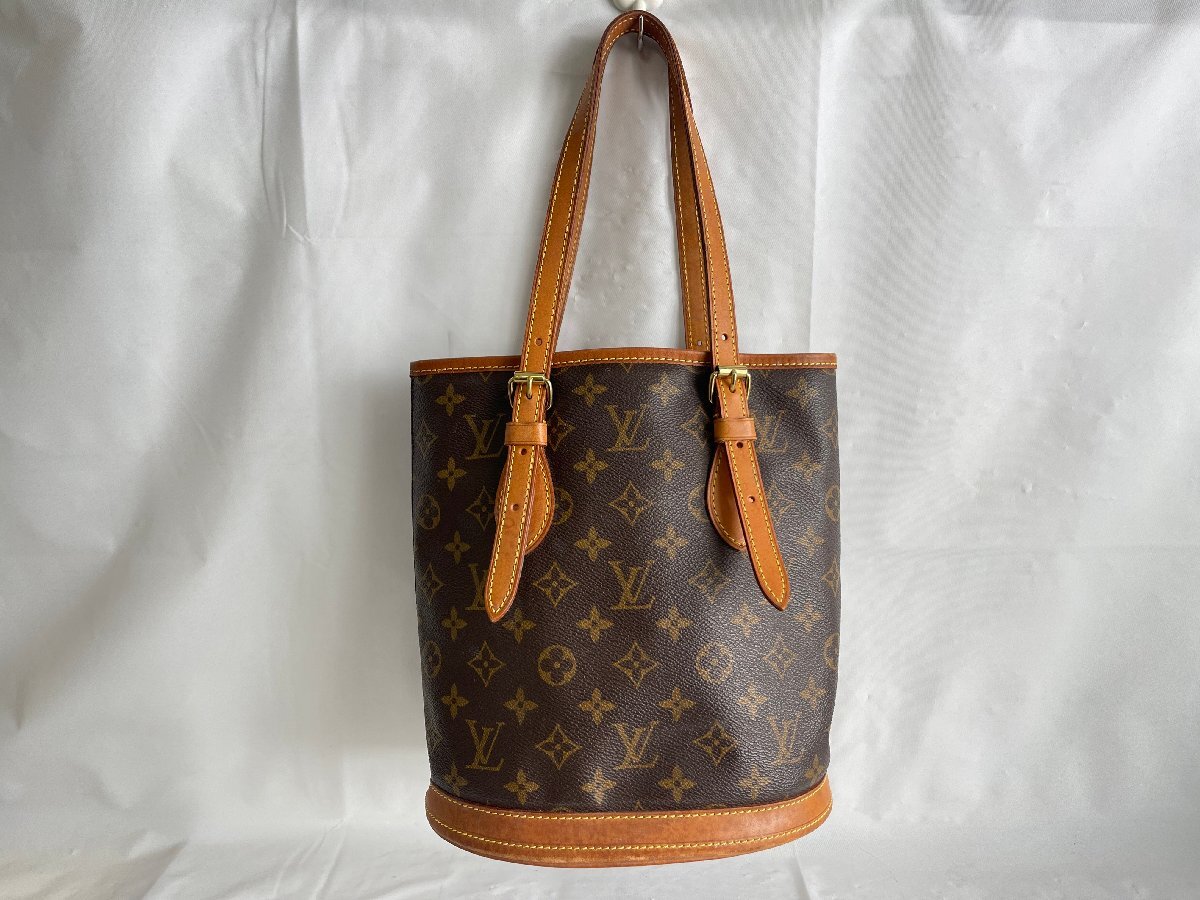 SN0603-53I　ゆうパック着払い　LOUIS VUITTON　バケットPM　プチバケット　ショルダーバッグ　M42238/AR0020　ルイ・ヴィトン　モノグラム_画像1