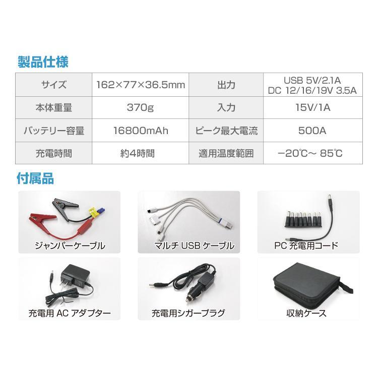 中古ジャンプスターター 12v バッテリチャージャー 車用 16800mAh 大容量 WEIMALL難あり_マルチではなく普通のUSBケーブルです