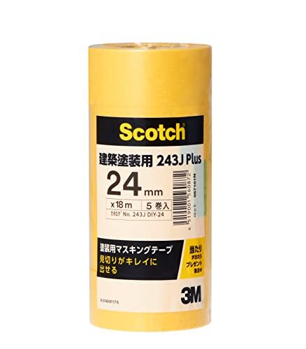 スリーエム 塗装用マスキングテープ 建築塗装用 243J Plus 24mmX18m 5巻入り_画像1