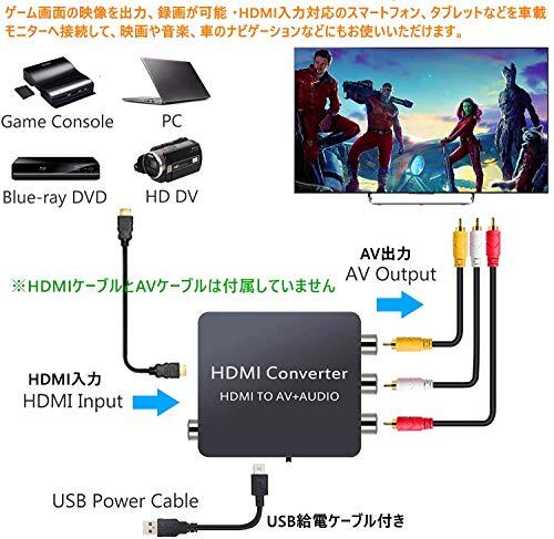 HDMI to RCA 変換コンバーター AV to HDMI 変換器 コンポジッHDMIからアナログに変換アダプタ USB給電1080/720_画像2