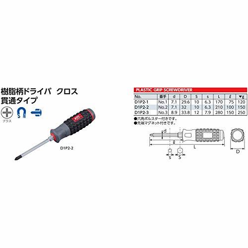 京都機械工具(KTC) 樹脂柄 ドライバー クロス貫通タイプNo.3 D1P23_画像2