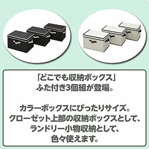 山善 どこでも 収納ボックス ふた付き 幅38×奥行25×高さ25cm 取っ手付き カラーボックス対応 完成品 アイボリー 3個組 YNF-3Pの画像2