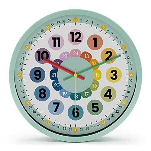 知育時計 時間学習 壁掛け時計 子供用 生徒用 掛け時計 24時間表示 カラフル アナログ 静音 キッズ クロック クロキッズ VIKMARI（_画像8