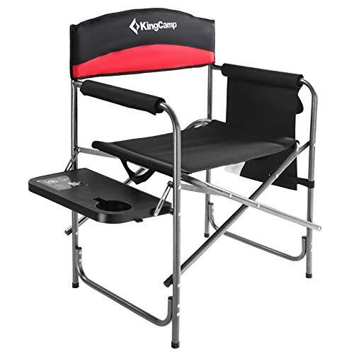 KingCamp ディレクターチェア 折りたたみ アウトドアチェア テーブル付き 耐荷重180KG キャンプ椅子 肘掛付 ポータブルチェア ディ