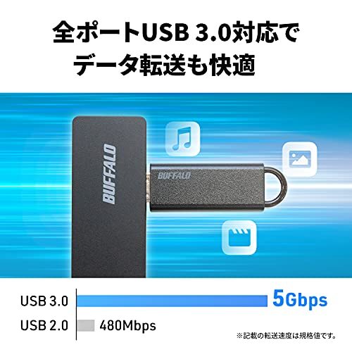 バッファロー USB ハブ USB3.0 スリム設計 4ポート 60cm バスパワー 軽量 Windows Mac PS4 PS5 Chrome_画像3