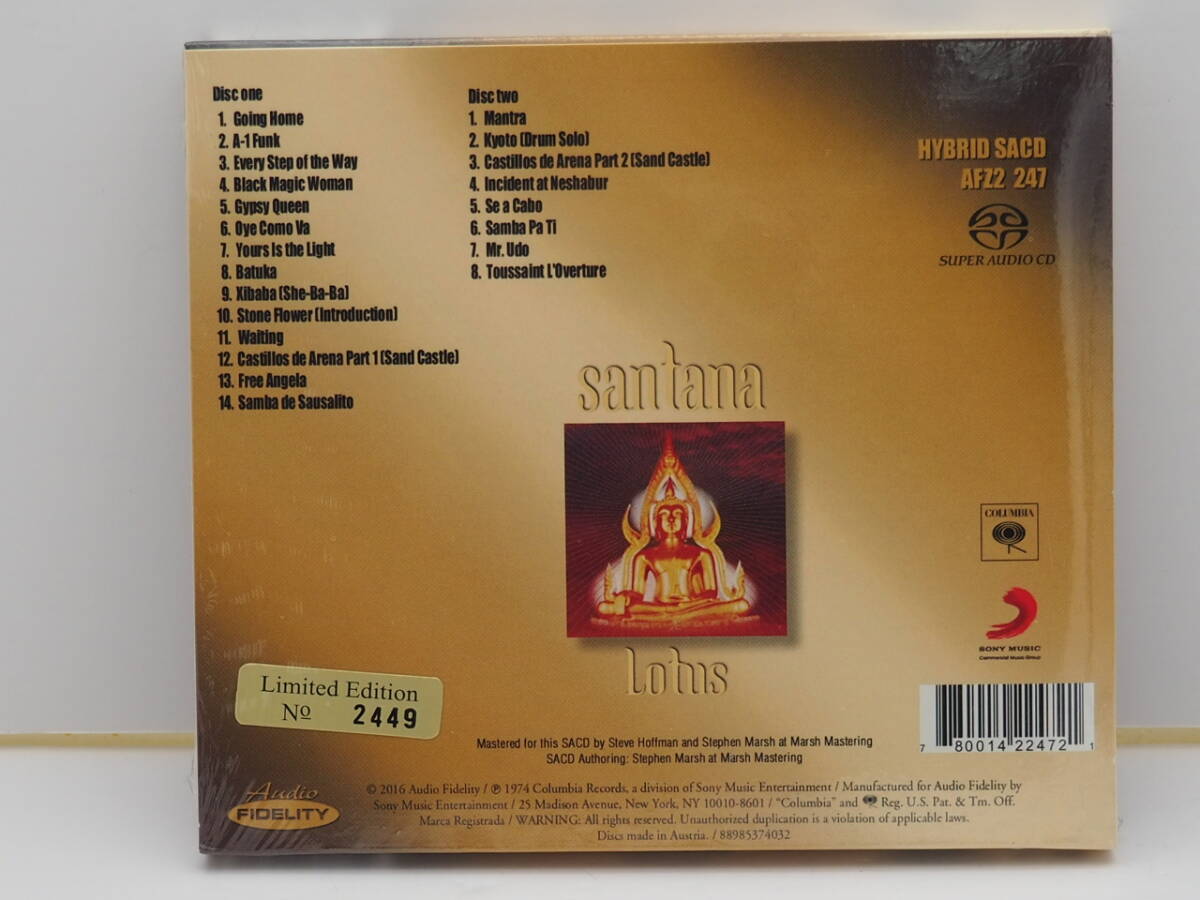 【高音質盤SACD】SANTANA サンタナ / LOTUS　2CDハイブリッド （Audio FIDELITY製　 型番AFZ2-247 No,2449）_画像2