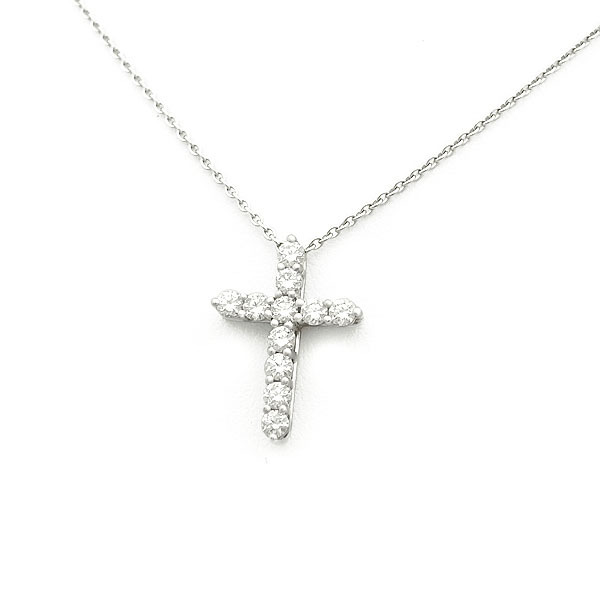 [ green shop pawnshop ] Tiffany diamond Cross necklace small size Pt950 60007429[ used ]