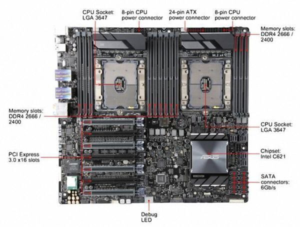 ASUS WS C621E SAGE LGA3647 DDR4 SATA3 M.2 U.2 ATX Intel Motherboard_画像3