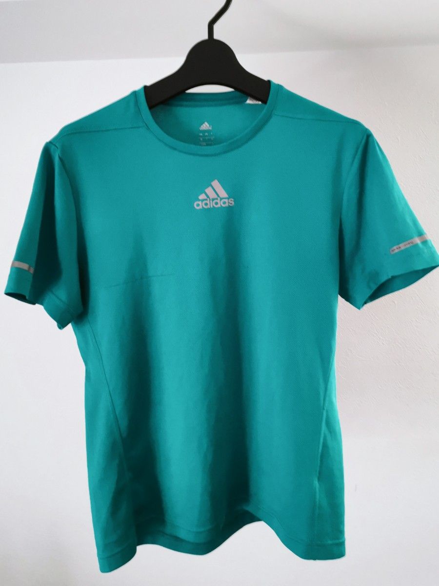 adidas climalite半袖Tシャツ ランニングウエア M ブルーグリーン