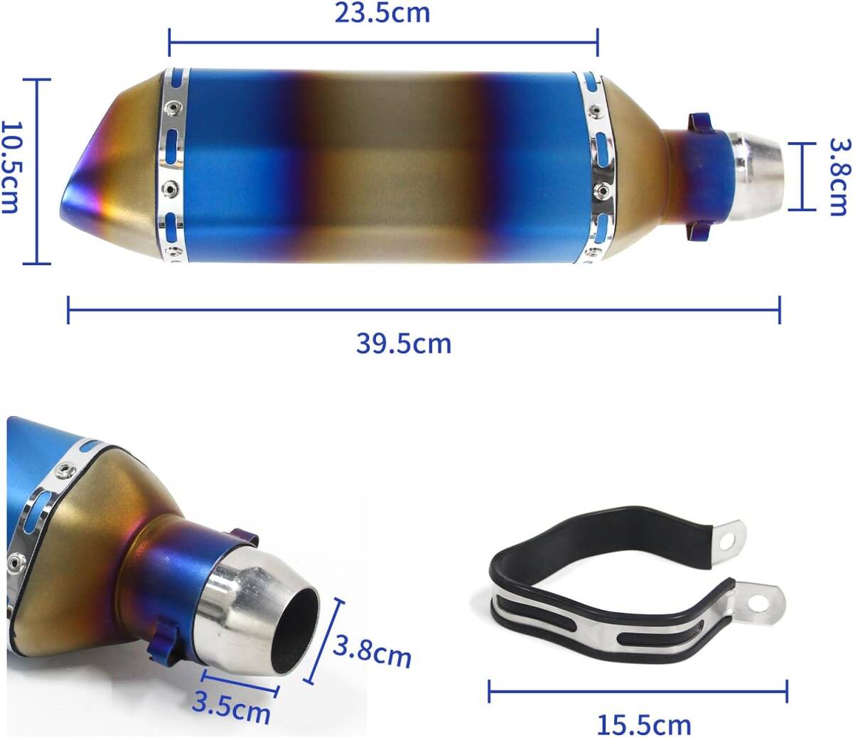 スリップオンマフラー 汎用 ステンレス バイク サイレンサー Φ38mm～50.8mm サイレンサー バイクマフラー チタン焼き　　_画像4